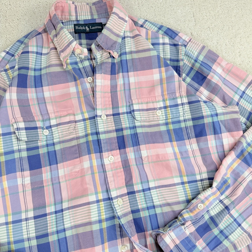 Ralph Lauren Men's Plaid Button Down Shirt Long Sleeve Size L